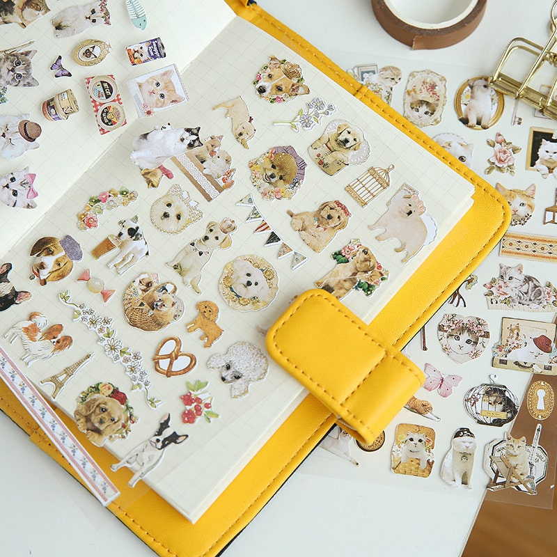 Kawaii animal stickers, dog stickers, cat stickers, kitty stickers